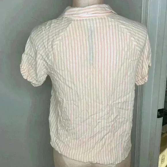 Olive and Oak Womens Cropped Front Tie Stripped Shirt Size  Medium - Picture 4 of 6